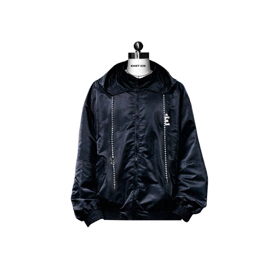BLACK NYLON WATERPROOF JACKET WITH ICEFALL-001 STRING